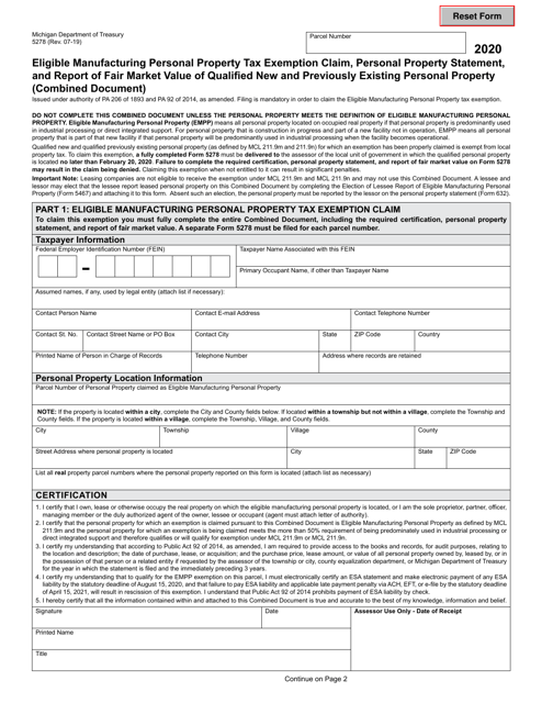Form 5278 2020 Printable Pdf