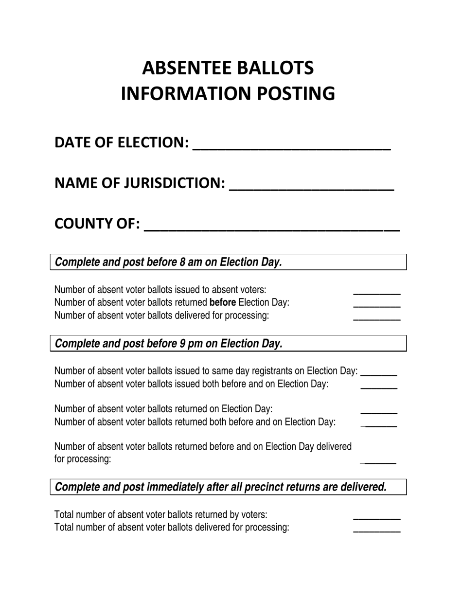 Absentee Ballots Information Posting - Michigan, Page 1