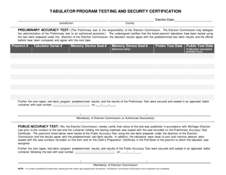 Tabulator Program Testing and Security Certification - Michigan