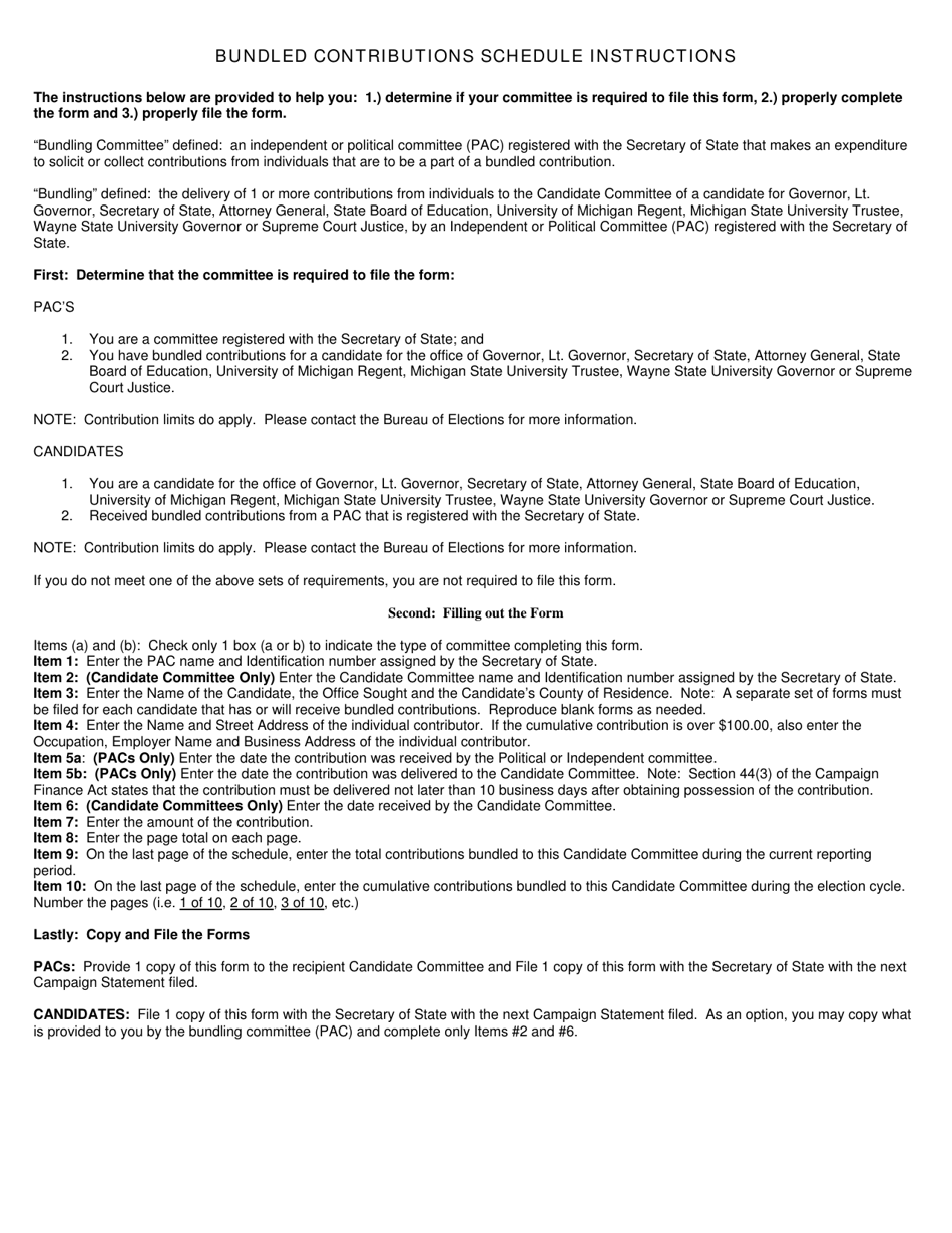 Bundled Contributions Schedule for Contributions Delivered to Candidates for Statewide Offices - Michigan, Page 2