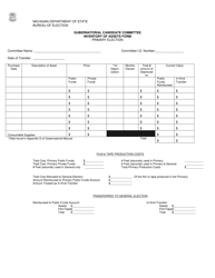 Gubernatorial Candidate Committee Inventory of Assets Form - Michigan