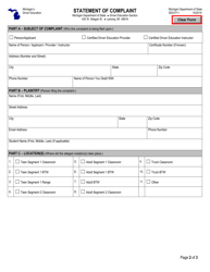 Form DES-P11 Statement of Complaint - Michigan, Page 2