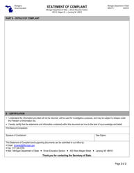 Form DES-P11 Statement of Complaint - Michigan, Page 3