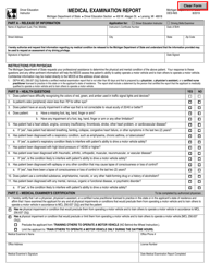 Form DES-N05 &quot;Medical Examination Report&quot; - Michigan