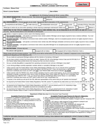 Form BFS-103 Commercial Driver License Certification - Michigan