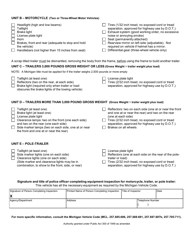 Form TR-54 Vehicle Number and Equipment Inspection - Michigan, Page 2