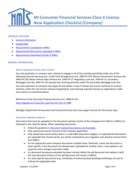 Mi Consumer Financial Services Class II License New Application Checklist (Company) - Michigan
