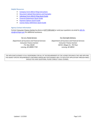 Mi Consumer Financial Services Class II License New Application Checklist (Company) - Michigan, Page 2