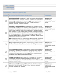 Mi Consumer Financial Services Class II License New Application Checklist (Company) - Michigan, Page 8