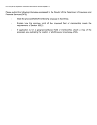 Form FIS1120 Application for Changes to the Field of Membership - Michigan, Page 2
