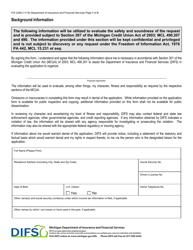 Document preview: Form FIS2348 Background Information - Michigan