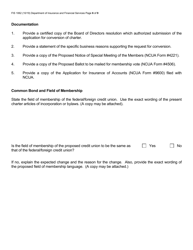 Form FIS1062 Application for Conversion to a State-Chartered Credit Union - Michigan, Page 6