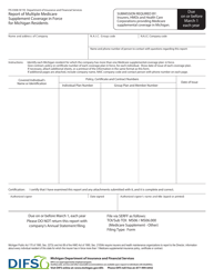 Document preview: Form FIS0308 Report of Multiple Medicare Supplement Coverage in Force for Michigan Residents - Michigan