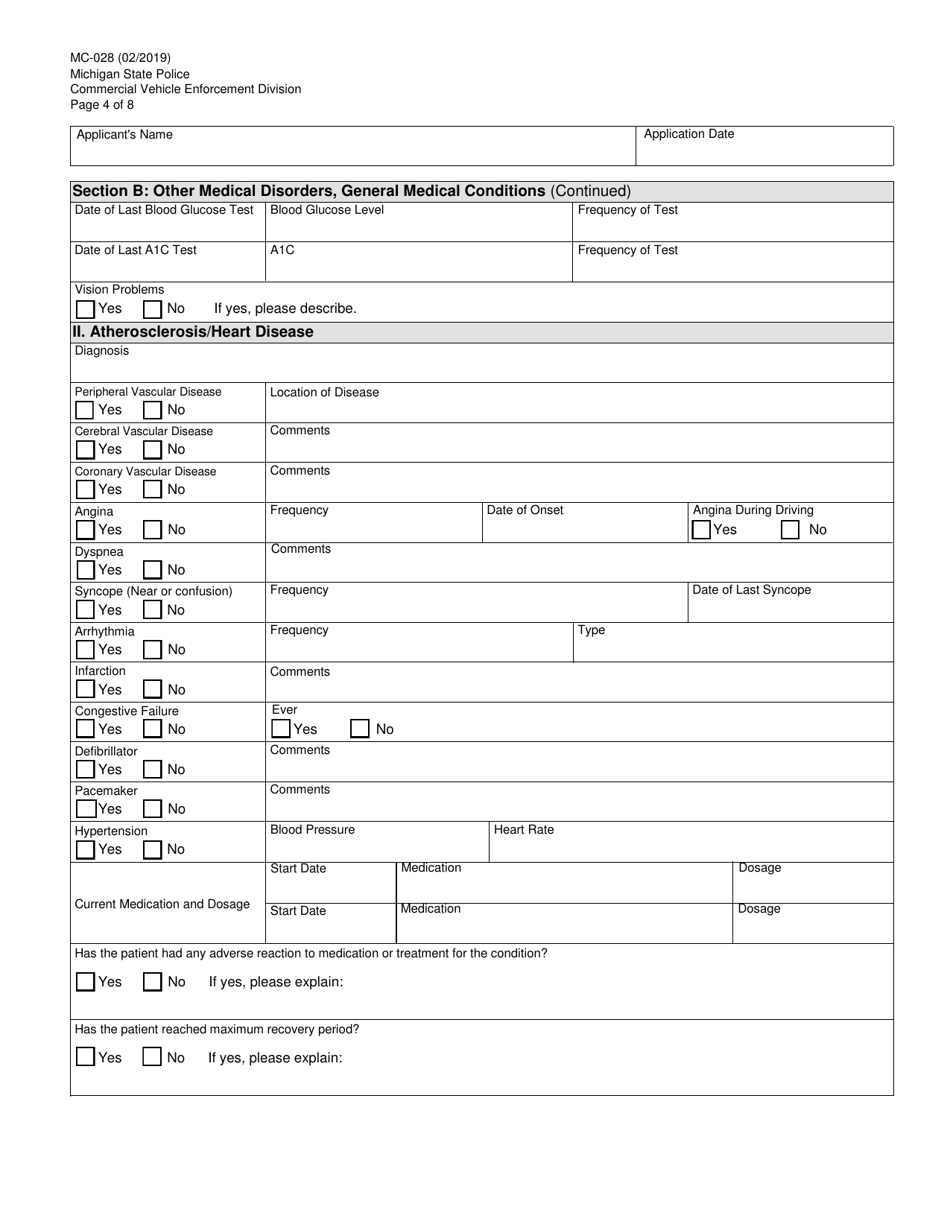 Form MC-028 - Fill Out, Sign Online and Download Fillable PDF, Michigan ...