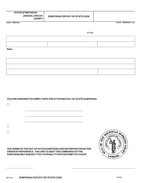 Form CC11A  Printable Pdf