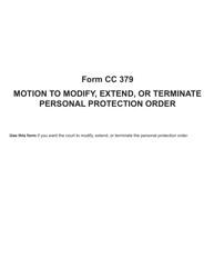 Form CC379 Motion to Modify, Extend, or Terminate Personal Protection Order - Michigan