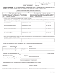 Form CC376M Personal Protection Order Against a Minor (Domestic Relationship) - Michigan, Page 5
