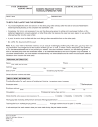 Form CC320 Domestic Relations Verified Financial Information Form - Michigan