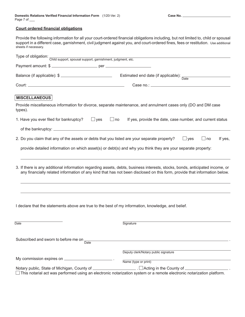 Form CC320 - Fill Out, Sign Online and Download Fillable PDF, Michigan ...