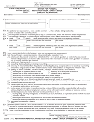 Form CC375M Petition for Personal Protection Order Against a Minor (Domestic Relationship) - Michigan, Page 3