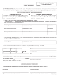 Form CC375M Petition for Personal Protection Order Against a Minor (Domestic Relationship) - Michigan, Page 4