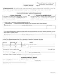 Form CC395 Petition for Personal Protection Order (Nondomestic Sexual Assault) - Michigan, Page 4