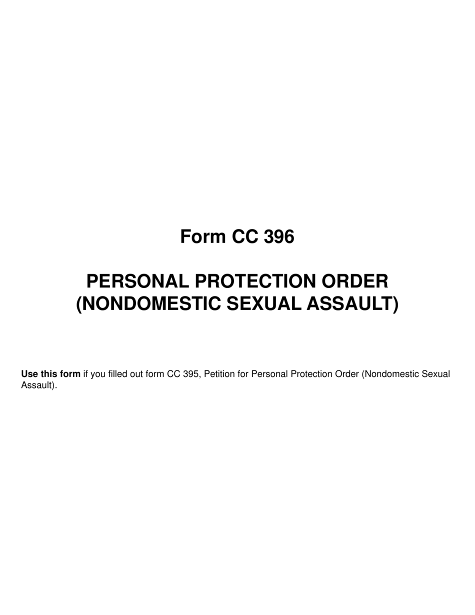 Form CC396 Personal Protection Order (Nondomestic Sexual Assault) - Michigan, Page 3