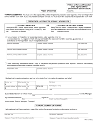 Form CC395M Petition for Personal Protection Order Against a Minor (Nondomestic Sexual Assault) - Michigan, Page 4