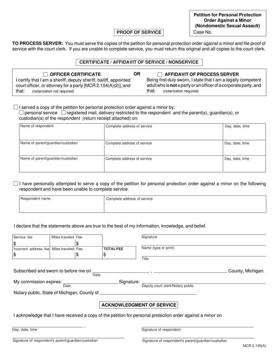 Form CC395M Petition for Personal Protection Order Against a Minor (Nondomestic Sexual Assault) - Michigan, Page 4