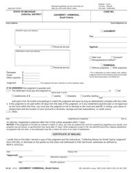 Form DC85 &quot;Judgment / Dismissal Small Claims&quot; - Michigan