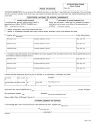 Form DC84 Affidavit and Claim, Small Claims - Michigan, Page 2
