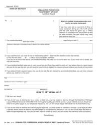 Form DC100A Demand for Possession, Nonpayment of Rent, Landlord-Tenant - Michigan, Page 2