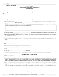 Form DC100C Notice to Quit to Recover Possession of Property Landlord-Tenant - Michigan, Page 2