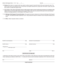 Form FOC10/52 Uniform Child Support Order - Michigan, Page 3