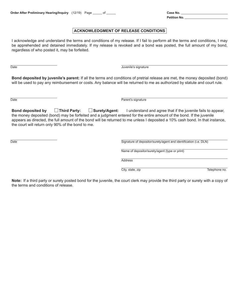 Form JC10 Order After Preliminary Hearing / Inquiry (Delinquency / Personal Protection) - Michigan, Page 4