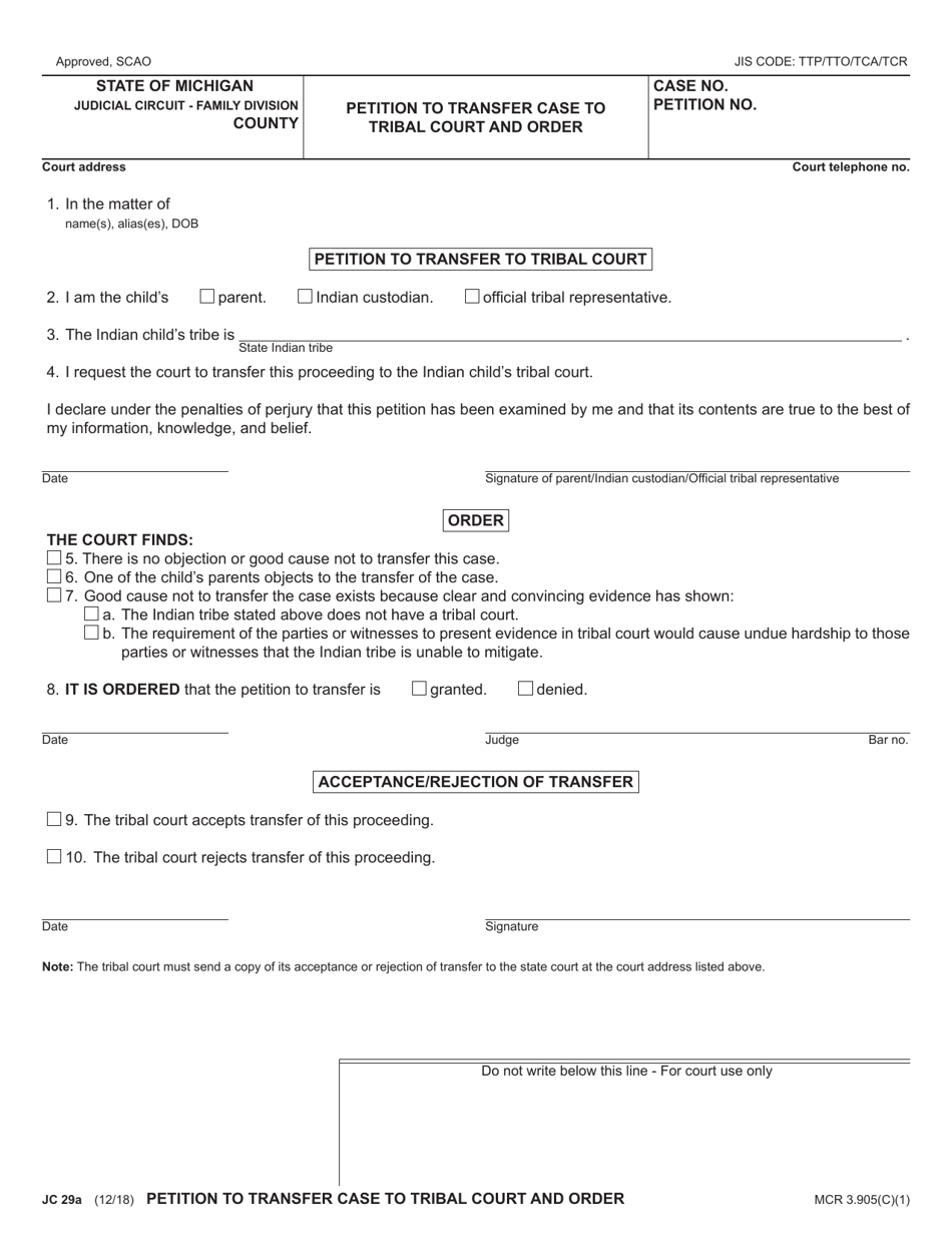 Form JC29A Fill Out Sign Online and Download Fillable PDF Michigan