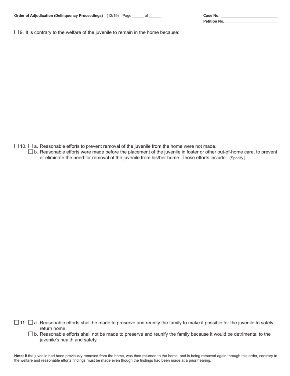 Form JC59 Order of Adjudication (Delinquency Proceedings) - Michigan, Page 2