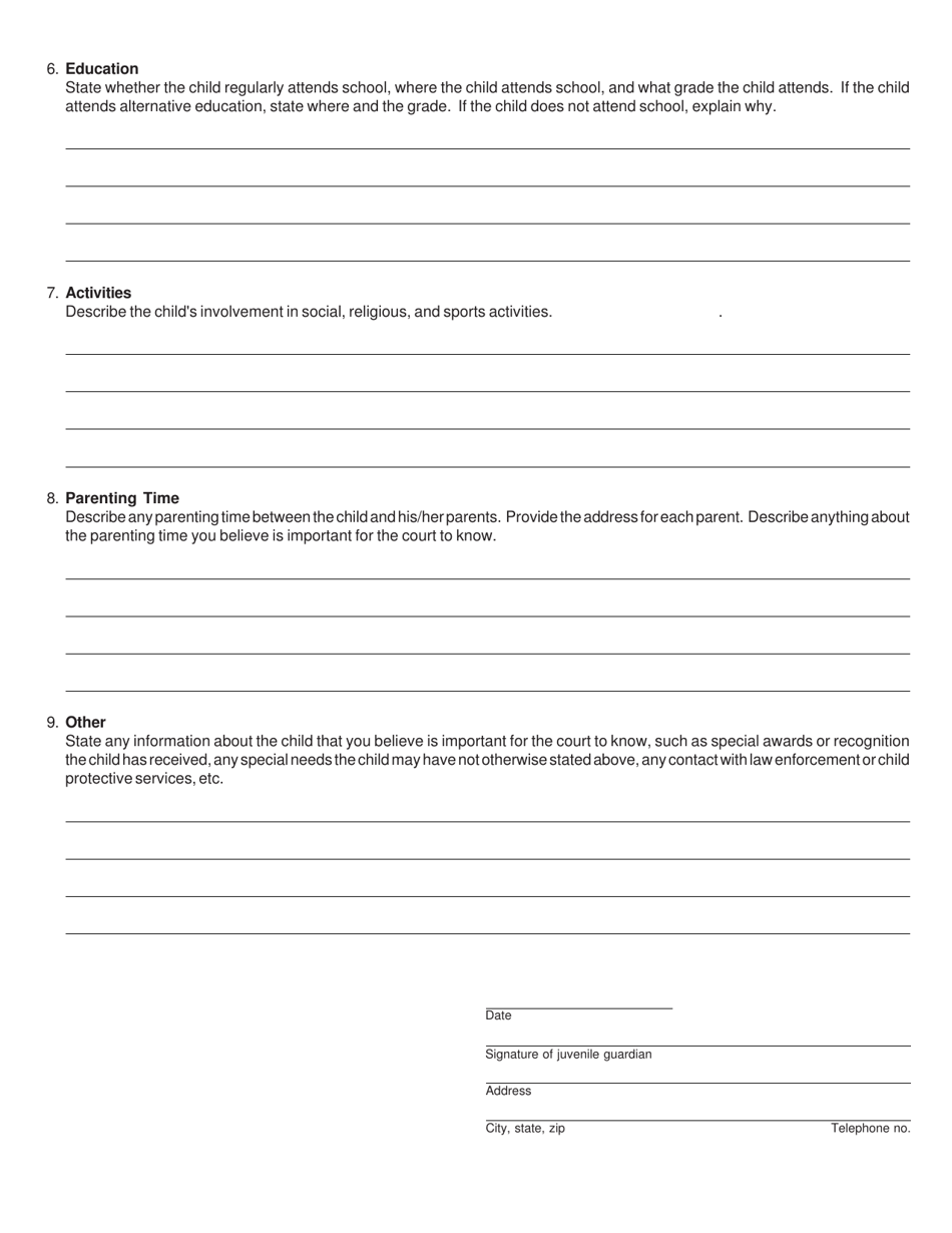 Form JC94 Annual Report of Juvenile Guardian on Condition of Child - Michigan, Page 2