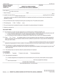 Document preview: Form PCM214A Order Following Hearing on Petition for Judicial Admission - Michigan