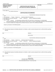 Form PCM215A Certification and Report on Petition for Judicial Admission - Michigan