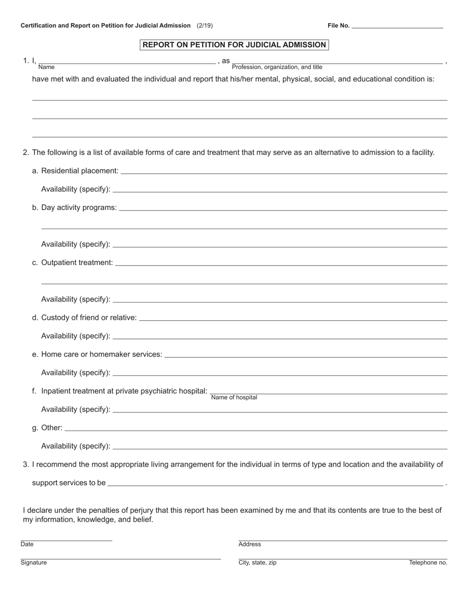 Form PCM215A Certification and Report on Petition for Judicial Admission - Michigan, Page 2