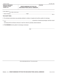 Document preview: Form PCM225 Order Dismissing Petition for Discharge From Judicial Admission - Michigan
