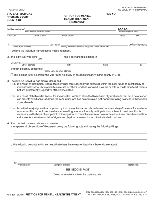 Form PCM201  Printable Pdf