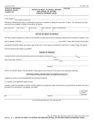 Document preview: Form PCM233 Notice of Right to Appeal Return and Appeal of Return From Authorized Leave - Michigan