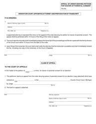 Form PC121 Appeal of Order Denying Petition for Waiver of Parental Consent - Michigan, Page 2