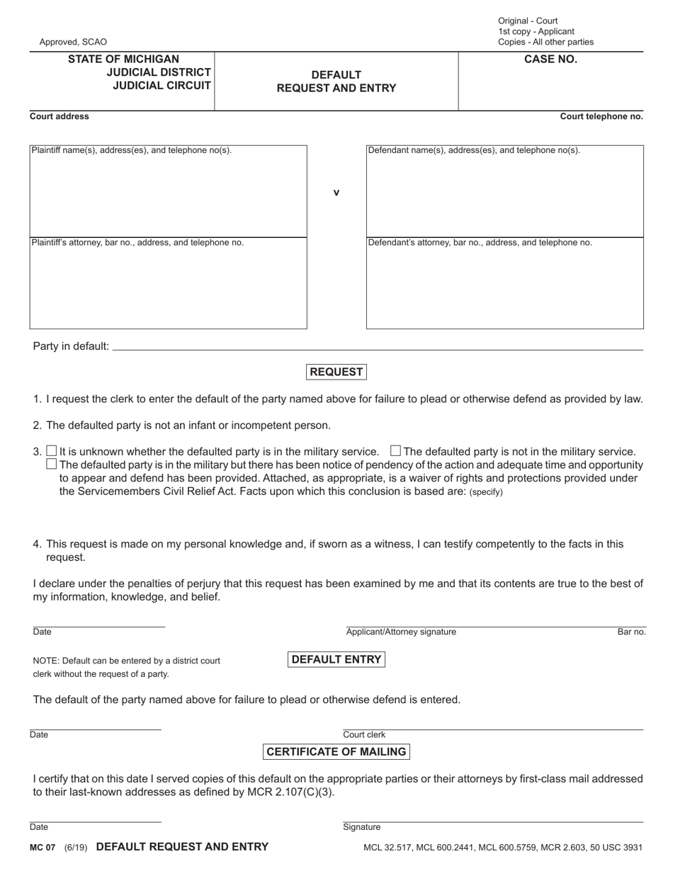 Form Mc07 Download Fillable Pdf Or Fill Online Default Request And