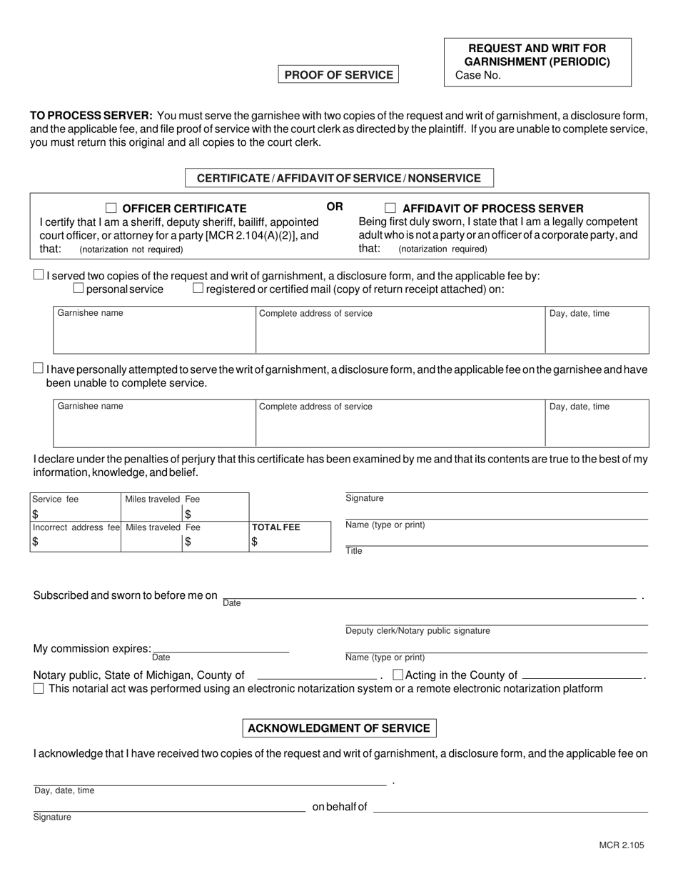 Form MC12 Request and Writ for Garnishment (Periodic) - Michigan, Page 4
