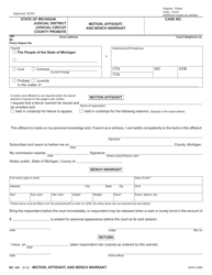 Form MC229 Motion, Affidavit, and Bench Warrant - Michigan