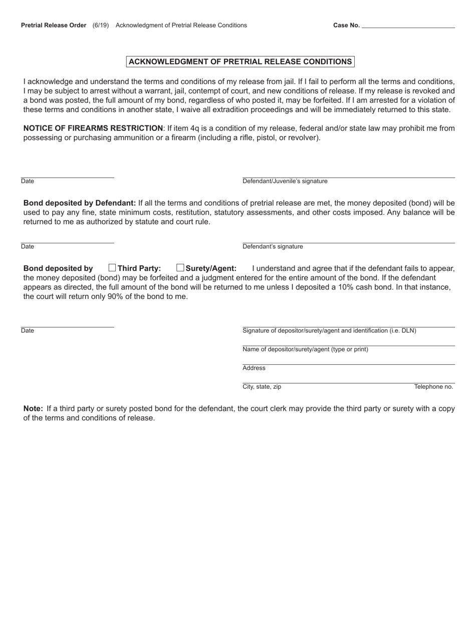 Form MC240 Pretrial Release Order - Michigan, Page 3