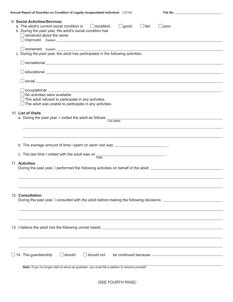 Form PC634 Annual Report of Guardian on Condition of Legally Incapacitated Individual - Michigan, Page 3
